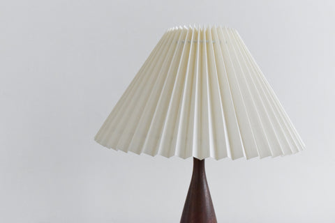 Vintage Teak Turned Table Lamp with New Cream Pleated Lampshade