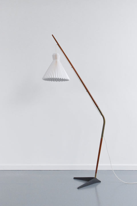 Rare Vintage Danish 1950s Fishing Rod Standing Lamp by Sven Aage Holm Sørensen for Holm Sørensen