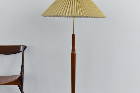 Vintage Teak and Brass Standing Lamp Base