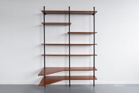 Vintage Teak and Metal Corner Shelving Unit / Bookcase