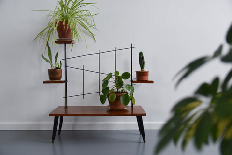 Vintage Teak and Metal Plant Stand