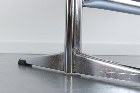 Vintage Tubular Chrome Bench with Boucle Fabric