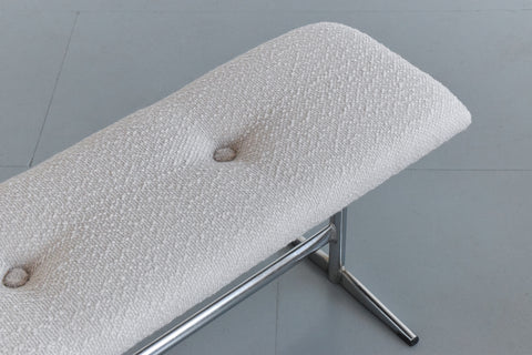 Vintage Tubular Chrome Bench with Boucle Fabric