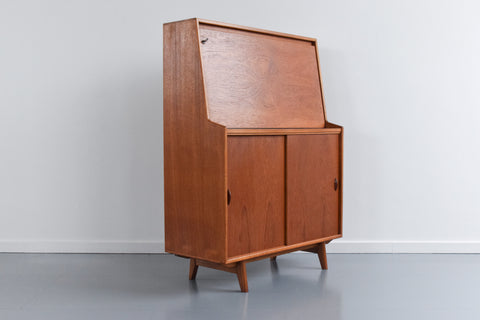 Vintage Unrestored Teak Slimline Bureau / Cabinet by Herbert Gibbs