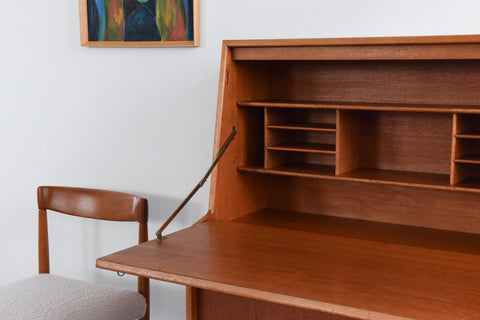 Vintage Unrestored Teak Slimline Bureau / Cabinet by Herbert Gibbs