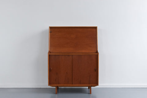 Vintage Unrestored Teak Slimline Bureau / Cabinet by Herbert Gibbs