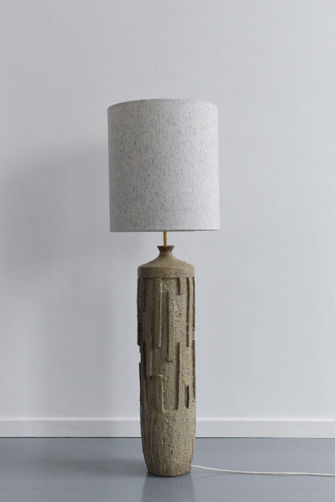 Vintage Large Studio Pottery Floor Lamp with New Textured Shade
