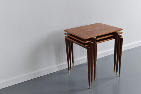 Vintage Walnut and Beech Nest of Tables by Opal Möbel