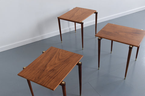 Vintage Walnut and Beech Nest of Tables by Opal Möbel