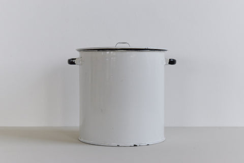Vintage White Enamel Flour Jar / Canister