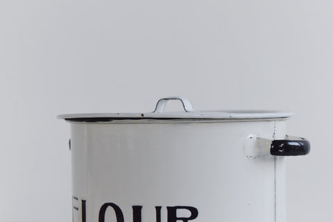 Vintage White Enamel Flour Jar / Canister