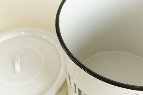 Vintage White Enamel Flour Jar / Canister