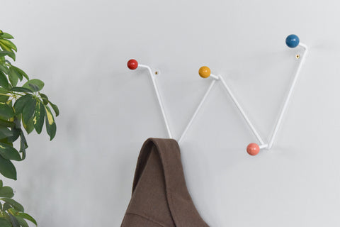 Vintage Metal Sputnik Coat Hook with Colourful Wooden Balls