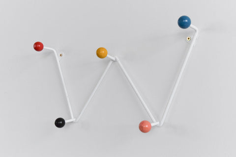 Vintage Metal Sputnik Coat Hook with Colourful Wooden Balls