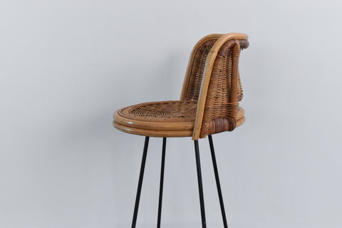 Vintage Single Rattan Swivel Bar Stool