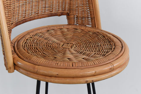 Vintage Single Rattan Swivel Bar Stool