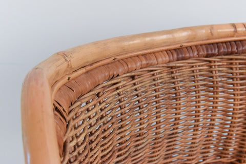 Vintage Single Rattan Swivel Bar Stool