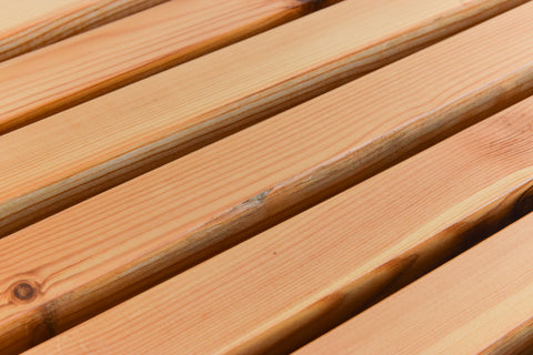 Vintage Swedish Pine and Metal Slatted Bench