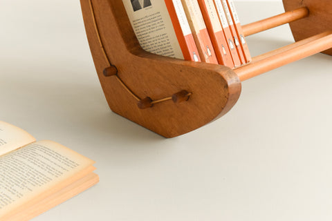 Vintage Wooden Boomerang Book Stand / Bookends in Atomic Style