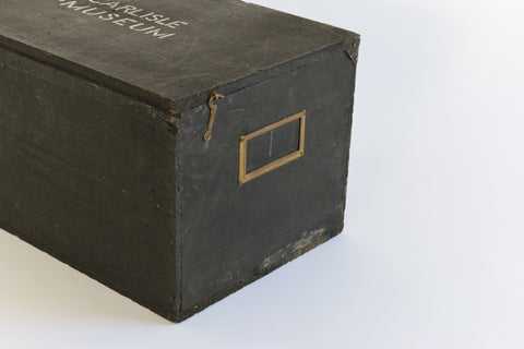 Vintage Wooden Ex-Museum of Carlisle Storage Box in Black