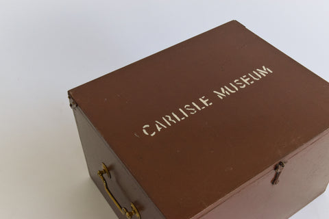 Vintage Wooden Ex-Museum of Carlisle Storage Box in Brown
