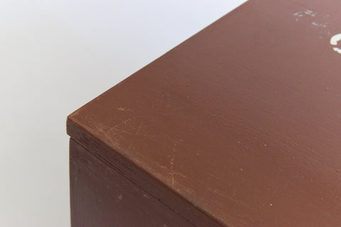 Vintage Wooden Ex-Museum of Carlisle Storage Box in Brown