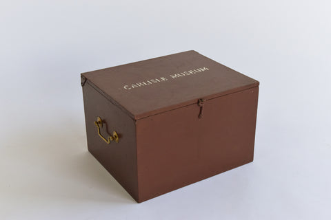Vintage Wooden Ex-Museum of Carlisle Storage Box in Brown