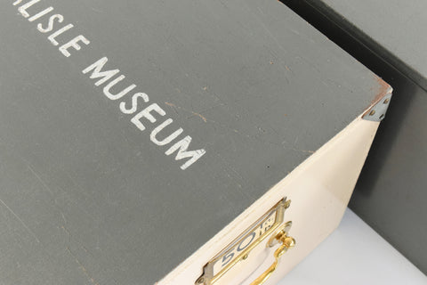 Vintage Wooden Ex-Museum of Carlisle Storage Box in Grey/Beige
