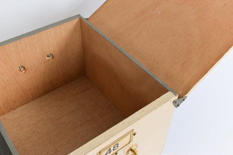Vintage Wooden Ex-Museum of Carlisle Storage Box in Grey/Beige