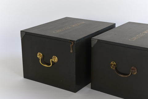Vintage Wooden Ex-Museum of Carlisle Storage Box in Khaki Green