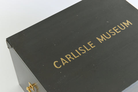 Vintage Wooden Ex-Museum of Carlisle Storage Box in Khaki Green