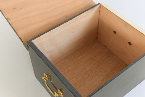 Vintage Wooden Ex-Museum of Carlisle Storage Box in Khaki Green