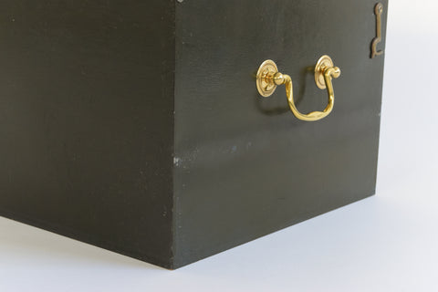 Vintage Wooden Ex-Museum of Carlisle Storage Box in Khaki Green