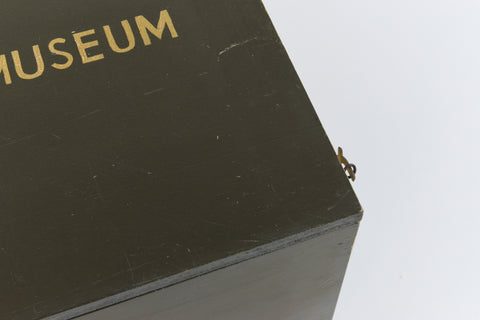Vintage Wooden Ex-Museum of Carlisle Storage Box in Khaki Green