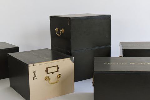 Vintage Wooden Ex-Museum of Carlisle Storage Box in Khaki Green