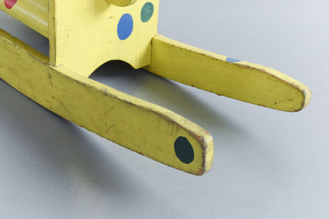 Vintage Wooden Folk Art Ride On Giraffe