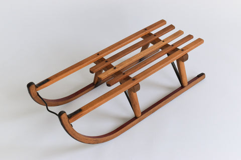 Vintage Wooden Slatted Traditional Davos Germina Sledge / Sleigh