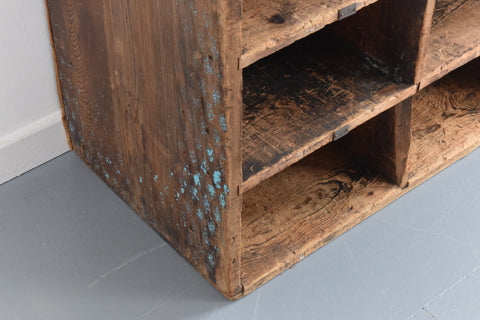 Vintage Wooden Workshop Pigeon Hole Cabinet