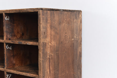 Vintage Wooden Workshop Pigeon Hole Cabinet