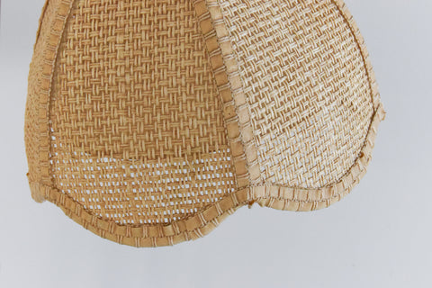 Vintage Small Wood and Rattan Adjustable Floor Lamp