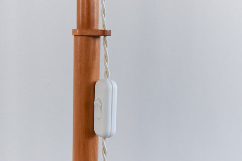 Vintage Small Wood and Rattan Adjustable Floor Lamp