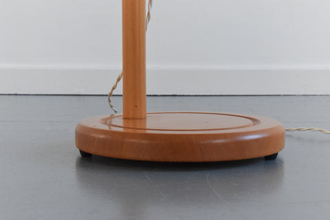 Vintage Small Wood and Rattan Adjustable Floor Lamp