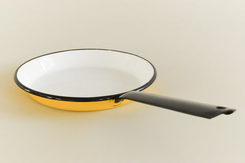 Vintage Yellow Enamel Frying Pan
