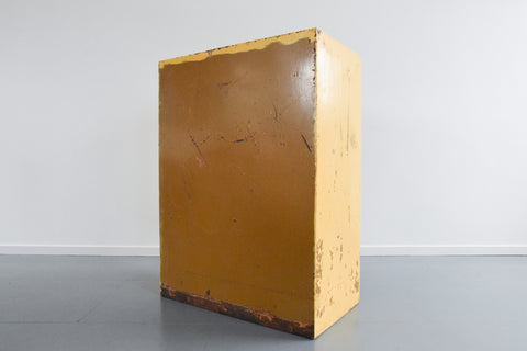Vintage Yellow and Green Metal Industrial Glazed Cabinet