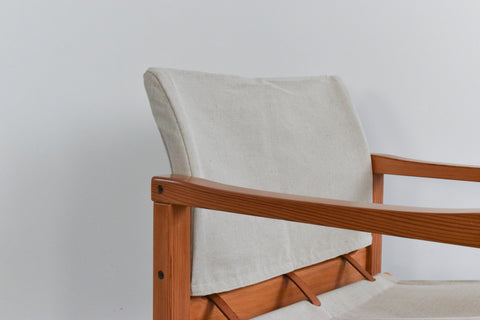 Vintage 1970s IKEA DIANA Pine Safari Arm Chair with Upholstered Seats