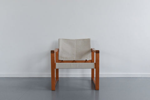 Vintage 1970s IKEA DIANA Pine Safari Arm Chair with Upholstered Seats
