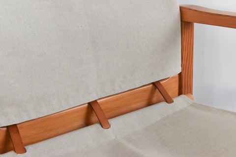 Vintage 1970s IKEA DIANA Pine Safari Arm Chair with Upholstered Seats