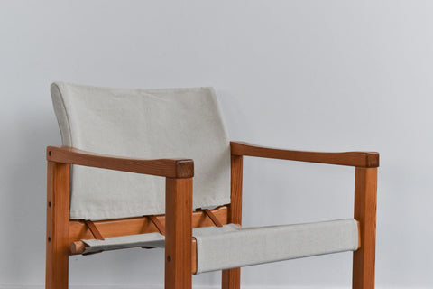 Vintage 1970s IKEA DIANA Pine Safari Arm Chair with Upholstered Seats