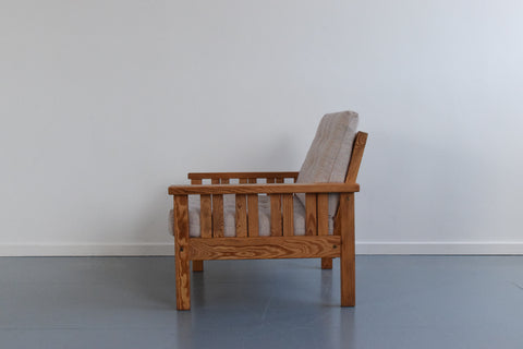 Vintage 1980s IKEA ARBOGA Pine Arm Chair with Upholstered Seats