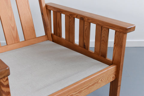 Vintage 1980s IKEA ARBOGA Pine Arm Chair with Upholstered Seats